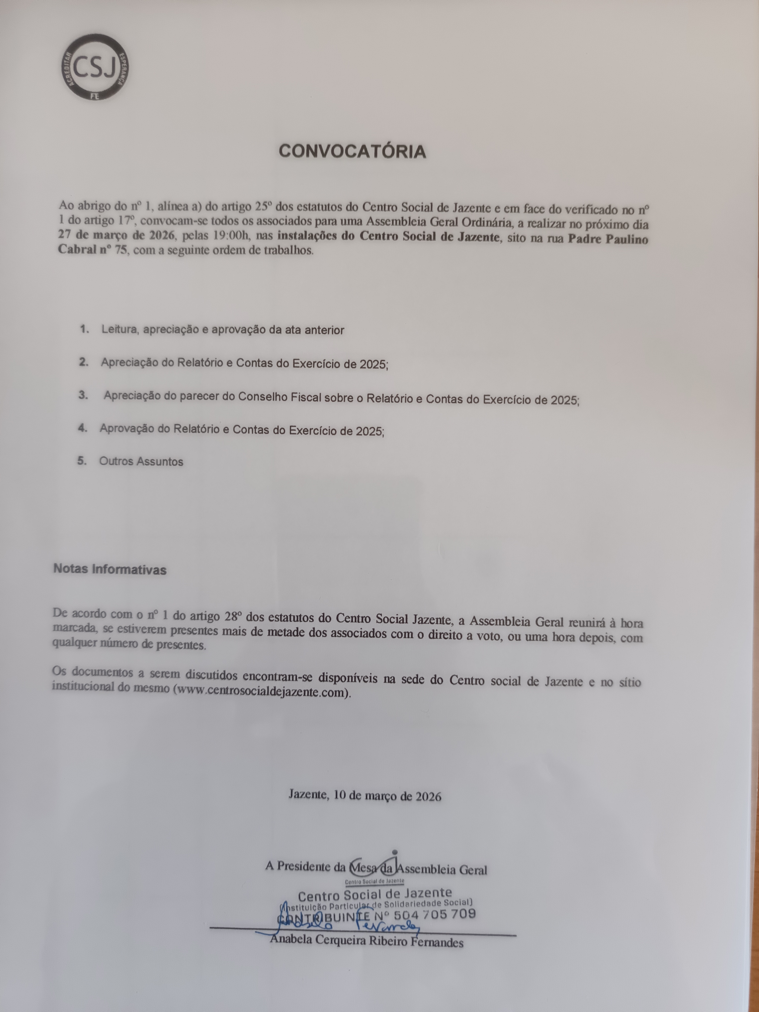 Convocatória Assembleia Geral